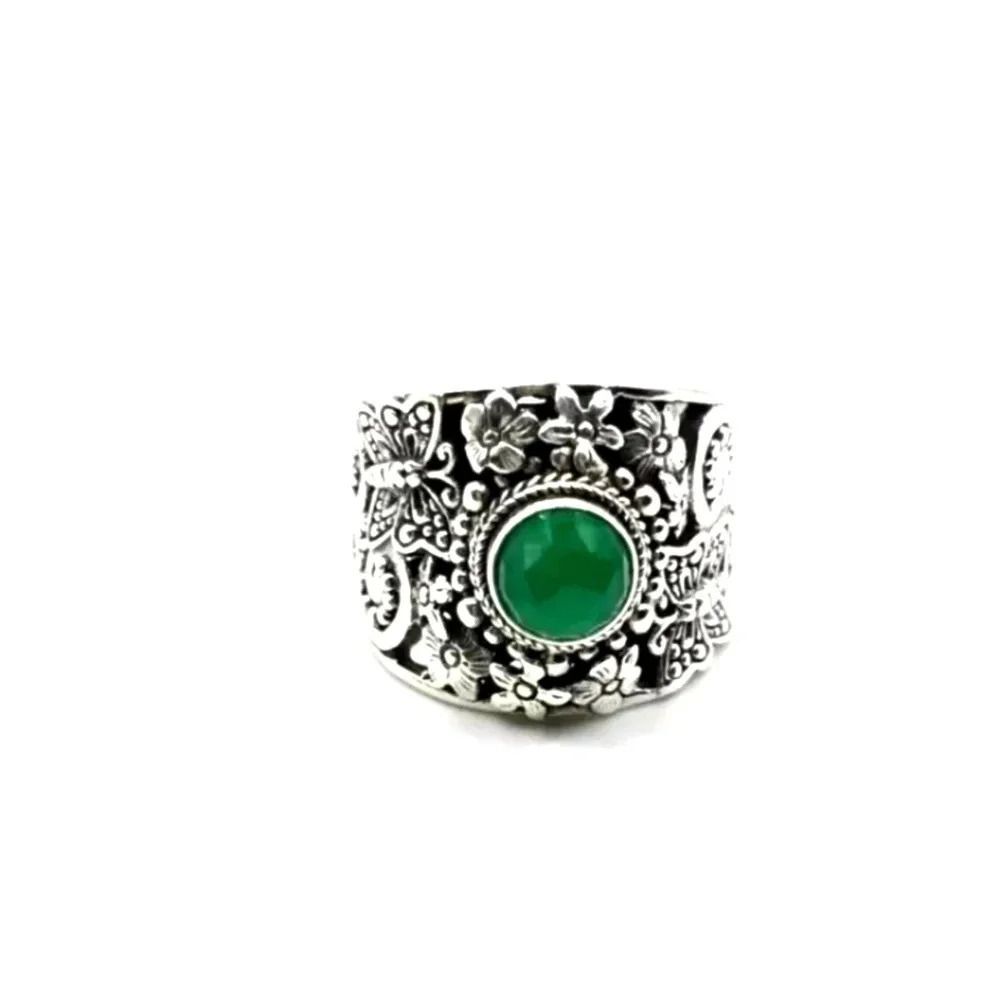 SARDA 925 Green ONYX bali Ring Size 8